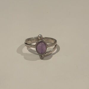 Silver and Purple Stone Ring